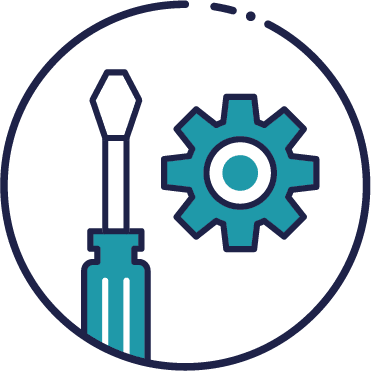 A icon with a screwdriver and a cog