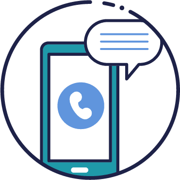A icon with a mobile phone and chat bubbles
