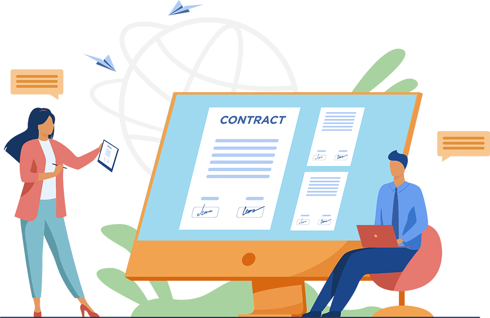 Artwork depicting a legal contract
